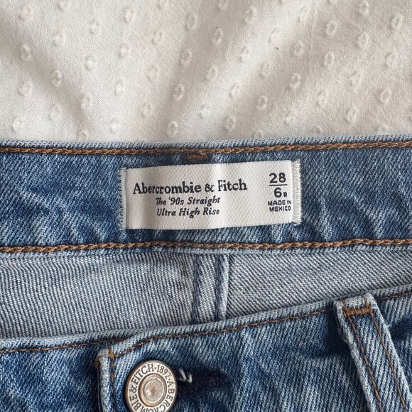 Abercrombie & Fitch Light Blue Straight Leg Jeans - Picture 3 of 4